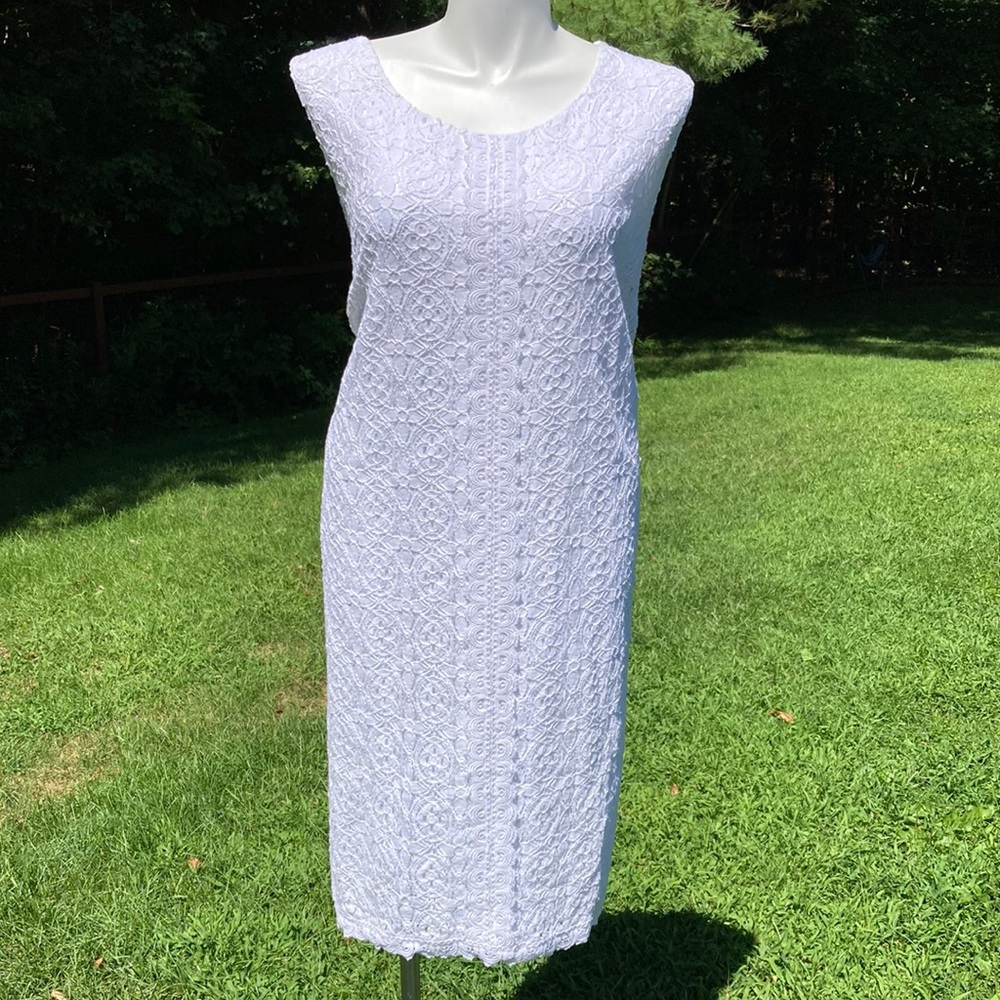 Catherines white lace over white liner plus size sheath dress size 4X